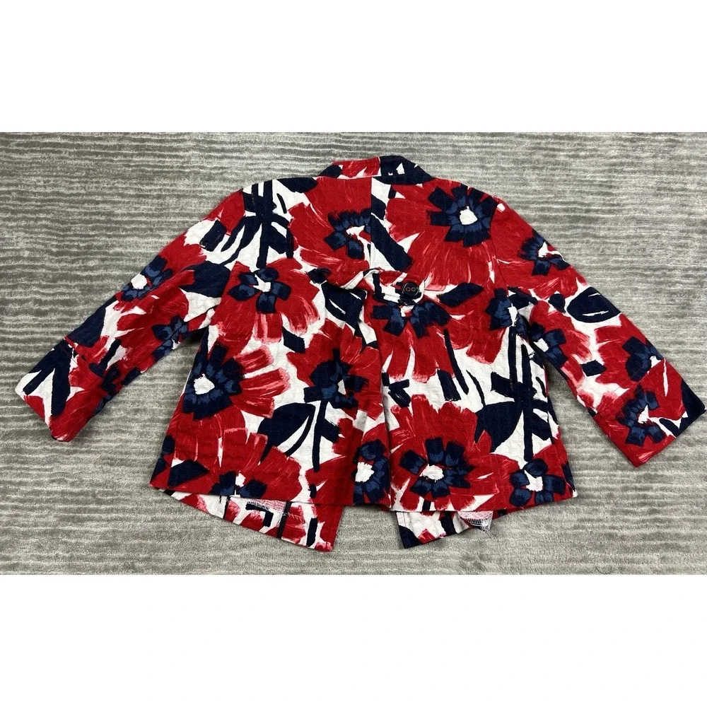 Ruby Rd Jacket Womens 10 Multicolor Cropped‎ 3/4 Sleeve Cotton